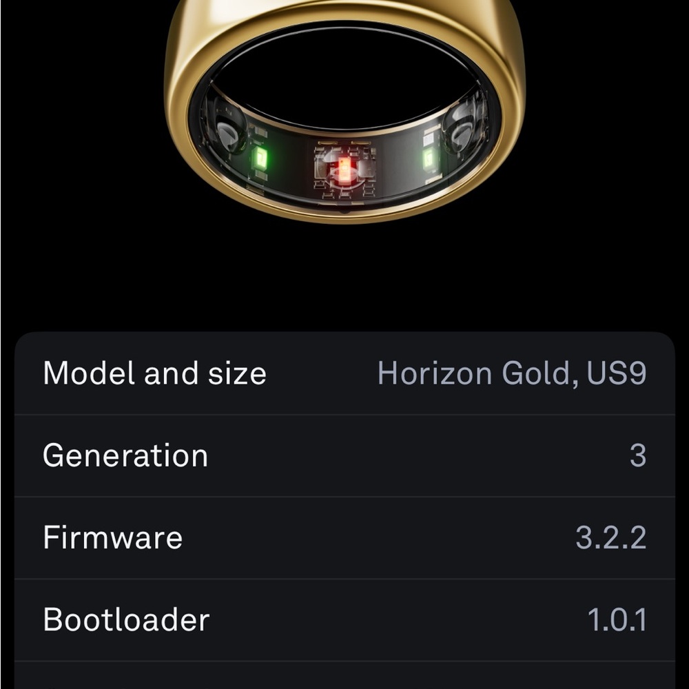 Oura Horizon Gold Smart Ring works perfectly + charger,  sz 9